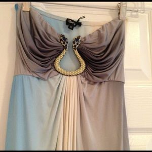 COPY - Strapless long blue grey fade dress